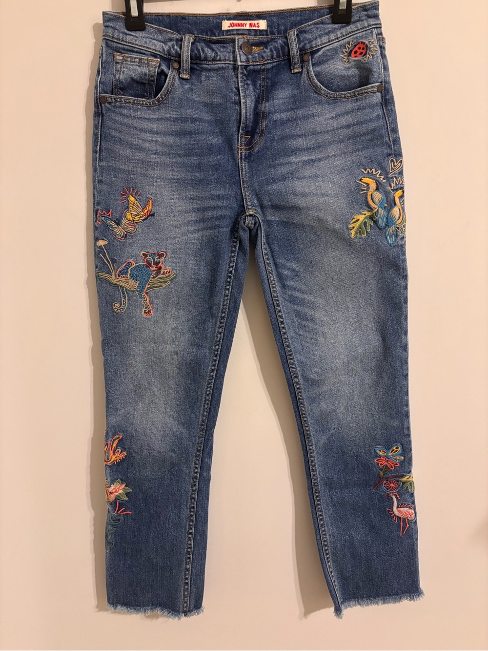 Johnny Was Embroidered Cropped Boyfriend Jean